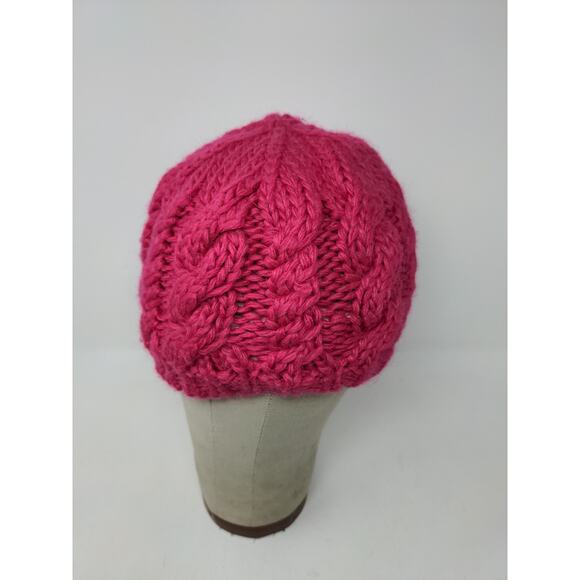 Girls The North Face Cable Knit Hat 70% Acrylic 20% Wool 10% Alpaca Pink Size M - Picture 3 of 10